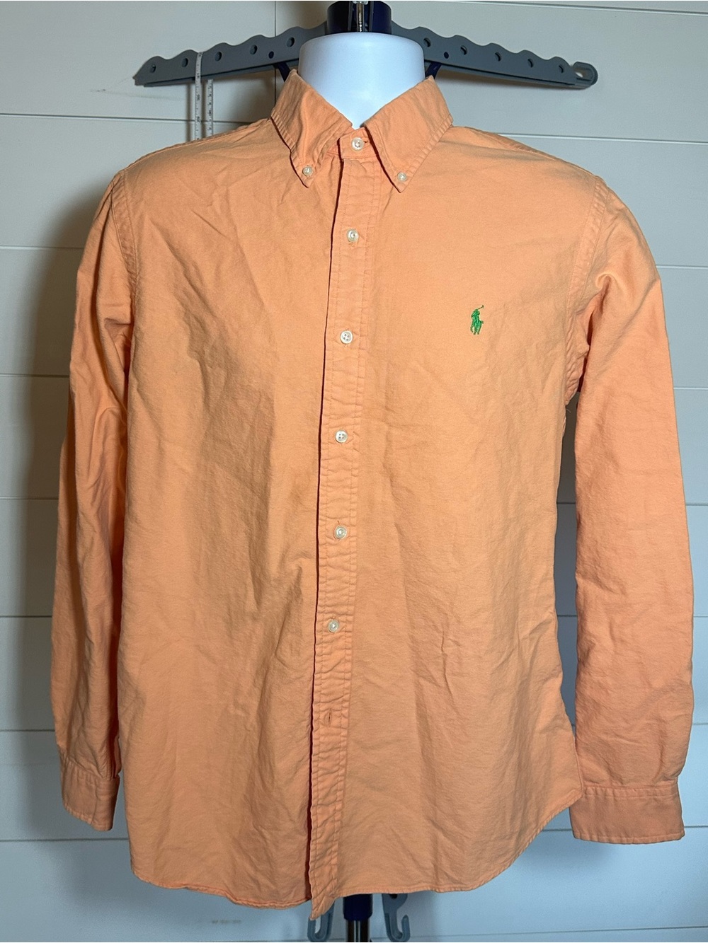 #187 Ralph Lauren Men's Peach Button-Down Oxford Shirt with Green Pony
